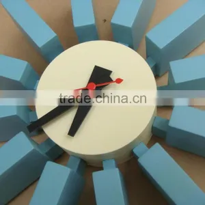 Popularoriginal Quality Design Blue Wood Block Wall Clock thumbnail-4