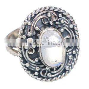RAINBOW MOONSTONE RING ,WHOLESALE SILVER JEWELRY,SILVER EXPORTER,SILVER JEWELRY FROM INDIA thumbnail-1