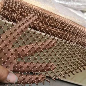 Chain Link Metal Decorative Mesh Curtains Hotel Lobby Cafe Ceiling Woven Wire Mesh for Partitions thumbnail-3