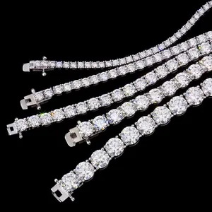 S925 Necklace Moissanite Wholesale Custom Men's Tennis Chain Bracelet Trendy Hip Hop Style With 925 Ice 2-6mm VVS1 Moissanite thumbnail-3