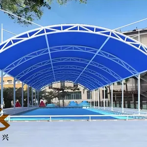Stadium Grandstand Tensile Fabric Canopy Cover – PTFE Membrane With Curved Steel Frame for Football Field Bleacher Roof thumbnail-4