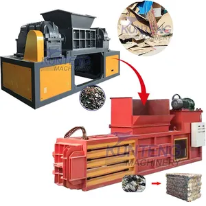 Heavy Duty Steel Coconut Metal Waste Wood Double Axis Shredding and Baling Production Line EPC thumbnail-1