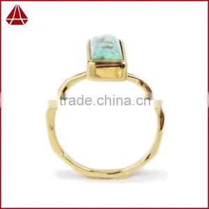 Natural Blue Turquoise Set Into a 18k Gold Bezel thumbnail-4