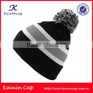 Plain Pom Pom Knitted Beanie Hat With Custom Your Design Logo thumbnail-1