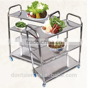 Brand New Utility Trolley 3 Shelf Stainless Steel Kitchen Restaurant Dining Cart thumbnail-1