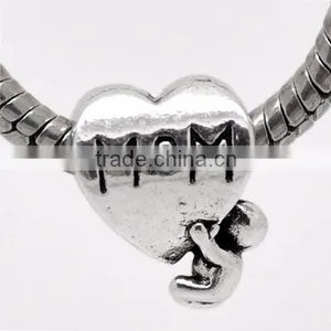 Mom European Beads Antique Silver "MOM" Child Love thumbnail-1