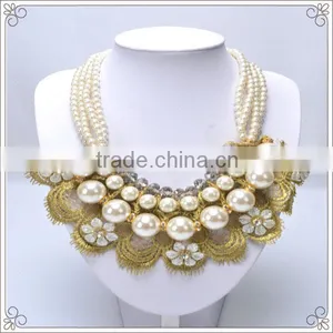 Wholesale Europe And America Pearl Statement Necklace With Flower Lace in China thumbnail-1