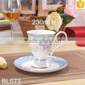 Europe Style Bone China With Gold-rim Cup and Saucer thumbnail-1