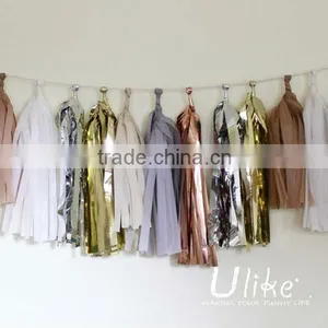 Bulk Diy Tissue Tassel Garland Elegant Colorful Gold and Silver Outdoor Foil and Tissue Diy Tassel Garland. thumbnail-1