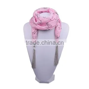 2016 Spring Chiffon Women New Design Silver Tasseled Multifunctional Scarf thumbnail-2