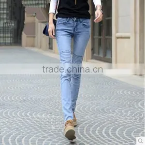 Fashion Long Trousers Denim Cultivated Woman Apparel Guangzhou Wholesale Supplier thumbnail-1