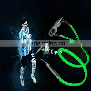 Earphones Zip Zipper Style , With Built in MIC Hands Free Tangle Free thumbnail-2