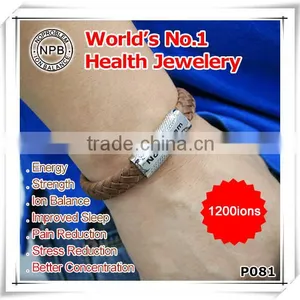 Noproblem P081 Stainless Steel Sport Casual Fashion Jewelry Charm Leather Hygienic Energg Bracelet thumbnail-1
