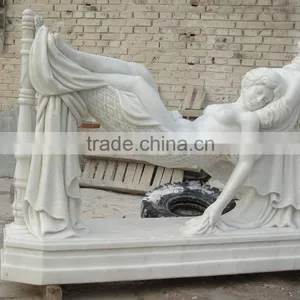 Hand Carved Natural White Marble Sculpture Naked Sex Girl Statue thumbnail-6