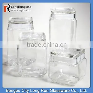 LongRun Stackable Square Glass Jars With Lids Hot Sale Kitchen Glassware thumbnail-1
