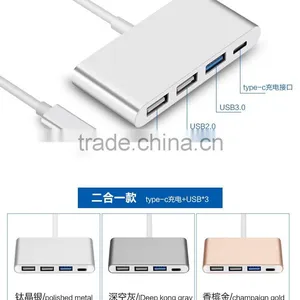 USB Type C Adapter With High Speed Charging 4 Prot Portable Type c HUB thumbnail-1
