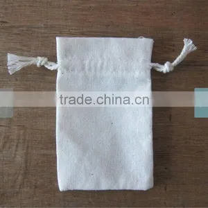 3.25 x 5 Muslin Bag With Yellow Double Drawstring thumbnail-3