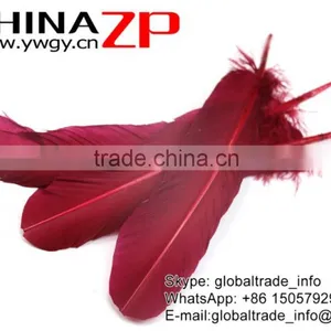 ZPDECOR Bulk Sale Feather Size From 30cm to 35cm Dyed Burdundy Solid Color Turkey Feathers thumbnail-3
