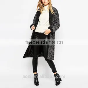OEM Service Supplier Oversize Tweed Women Winter Wear Fashion Plain Windbreaker thumbnail-2