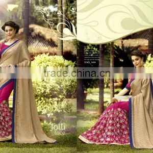 Black Color Saree Embroidery Work Done With Beautiful Red Color Pipeping Beauty Designer Sarees thumbnail-6