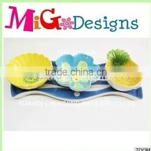 Hawaiian Style Salad Bowl Blue Ceramic Bowl thumbnail-1