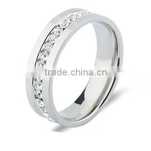 White Cubic Zirconia Eternity 316L Stainless Steel Wedding Band Ring for Lover thumbnail-2