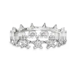Sterling Silver Wedding Diamond Star Charm Ring for Girls thumbnail-1