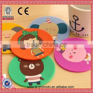 Jelly Color Cute Cartoon Coasters Creative Skid Insulation Silica Gel Silicone Round Heat Insulation Pad Antiskid Cup Mat thumbnail-3