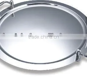 18-10 Stainless Steel Round Mirror Tray With Stackable Handle thumbnail-1