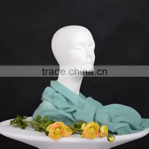 Fashion Fiberglass White Female Mannequin Head For Scarf Display thumbnail-1