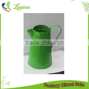 Made in China Cheap Decorative in Bulk Small Wholesale Galvanized Watering Cans With Vertical Stripes thumbnail-1