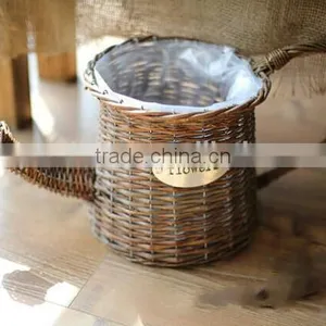 100%Handmade White Wicker Cup Shape Flower Plant Basket Wicker Baskets for Plants thumbnail-3