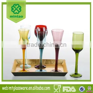 2-3oz Top Grade 6 Colorful Mini Wine Shot Glass Set With Plastic Tray thumbnail-1