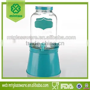 175oz Glass Dispenser With Colorful Decal and Tap With Metal S'tand thumbnail-1