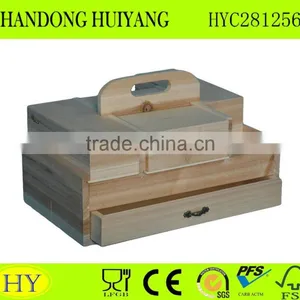 High Quality FSC Natural Unfinished Wood Sewing Box for Girl Gift thumbnail-1