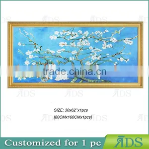 Handmade Reproduction Almond Blossom Modern Framed Floral Oil Canvas Art Painting Hand Painted thumbnail-1