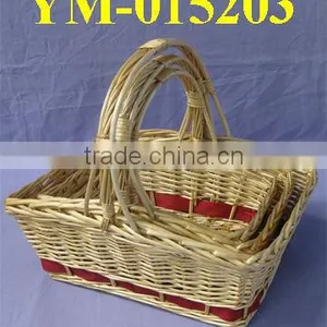 S/3 Mountain Shaped Willow Gift Baskets With Handle thumbnail-1