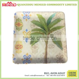 6" Promotion Coconut Tree Printing Square Melamine Dishes thumbnail-1