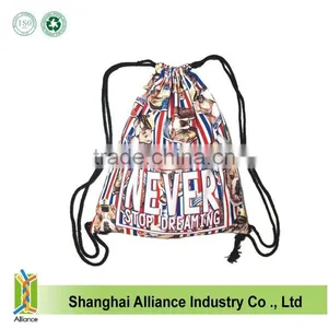Promotional Custom CMYK Polyester Drawstring Bag With Reinforced PU Corners/Sublimation Cute Doggy Drawstring Backpacks thumbnail-1