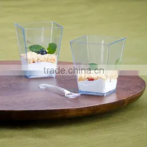 Square 5 oz Parfait Dessert Cup Shot Glasses Trifle Bowl Clear Plastic Souffle thumbnail-1