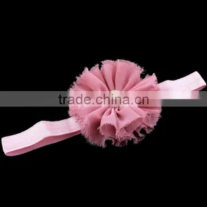 Chiffon Flower Headband With Pearl Beads for Kids Hair Accessories thumbnail-3
