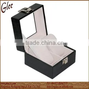 2 Slots Crocodile Pattern Leather Watch Box thumbnail-3