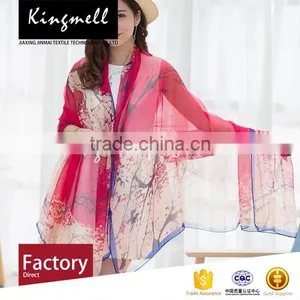 Custom Red Digital Printed Silk Chiffon Shawl Hot Sale Shawl thumbnail-1