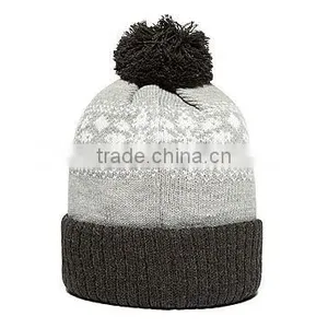 Blue Knitted Custom Pom Long Cuff Beanie thumbnail-5