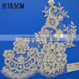 2017 New Design Nylon Spandex Embroidered Beaded Bridal Lace Trim thumbnail-1
