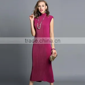 Maxi Sleeveless Plicated Fishtail Women Vest Dress thumbnail-1