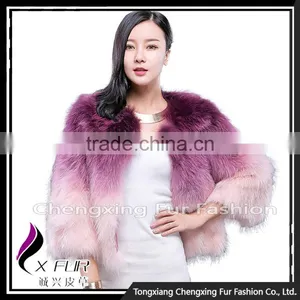 CX-G-A-01C China Manufacturer Dyed Women Raccoon Fur Jacket thumbnail-1