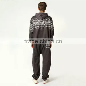 Wholesale High Quality Hooded Pajamas for Men Adult Onesie 100 Cotton thumbnail-2