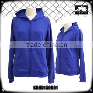 Plain Blue Cotton Hoodies New Apparel Custom Zipper -up Gym Hoodies thumbnail-1