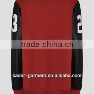 Leather Sleeve Sweatshirt for Men thumbnail-1